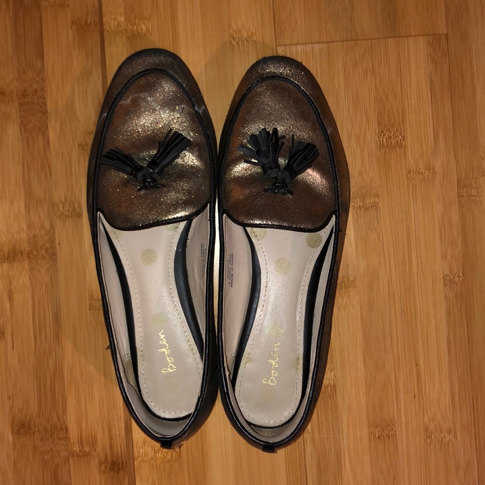 Boden Gold Tassel Loafers